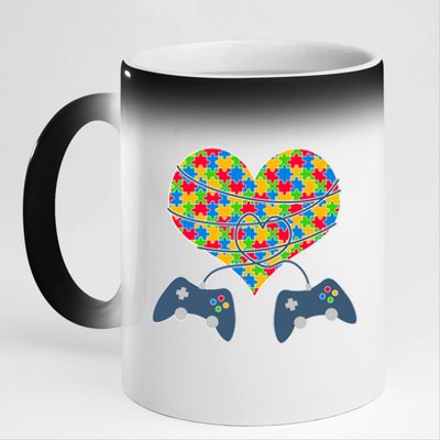 Autism Awareness Gamer Love  11oz Black Color Changing Mug