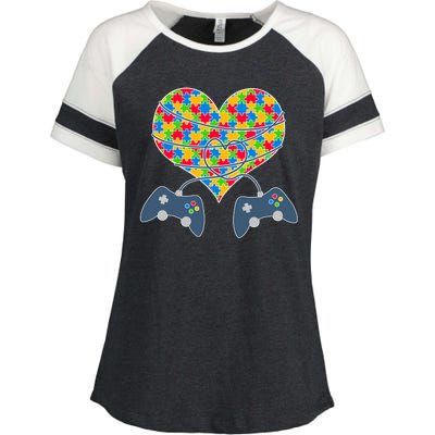 Autism Awareness Gamer Love  Enza Ladies Jersey Colorblock Tee