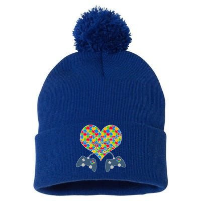 Autism Awareness Gamer Love  Pom Pom 12in Knit Beanie