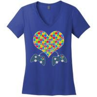 Autism Awareness Gamer Love  Women's V-Neck T-Shirt