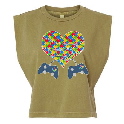 Autism Awareness Gamer Love  Garment-Dyed Women's Muscle Tee