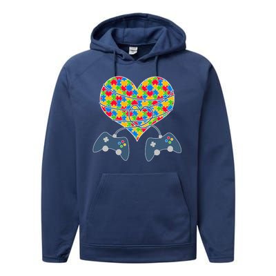 Autism Awareness Gamer Love  Performance Fleece Hoodie