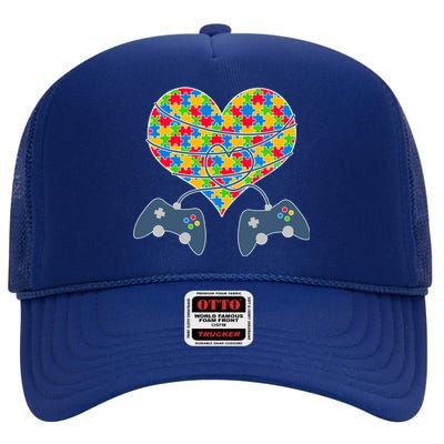 Autism Awareness Gamer Love  High Crown Mesh Back Trucker Hat