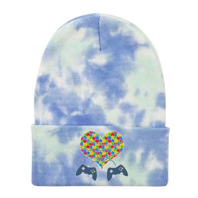 Autism Awareness Gamer Love  Tie Dye 12in Knit Beanie