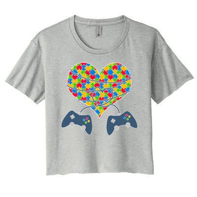 Autism Awareness Gamer Love  Women's Crop Top Tee