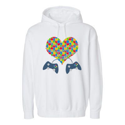 Autism Awareness Gamer Love  Garment-Dyed Fleece Hoodie