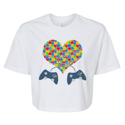 Autism Awareness Gamer Love  Bella+Canvas Jersey Crop Tee