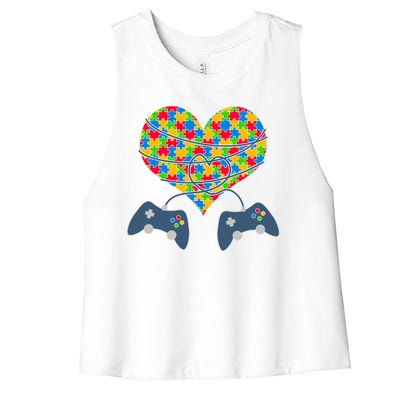 Autism Awareness Gamer Love  Women's Racerback Cropped Tank