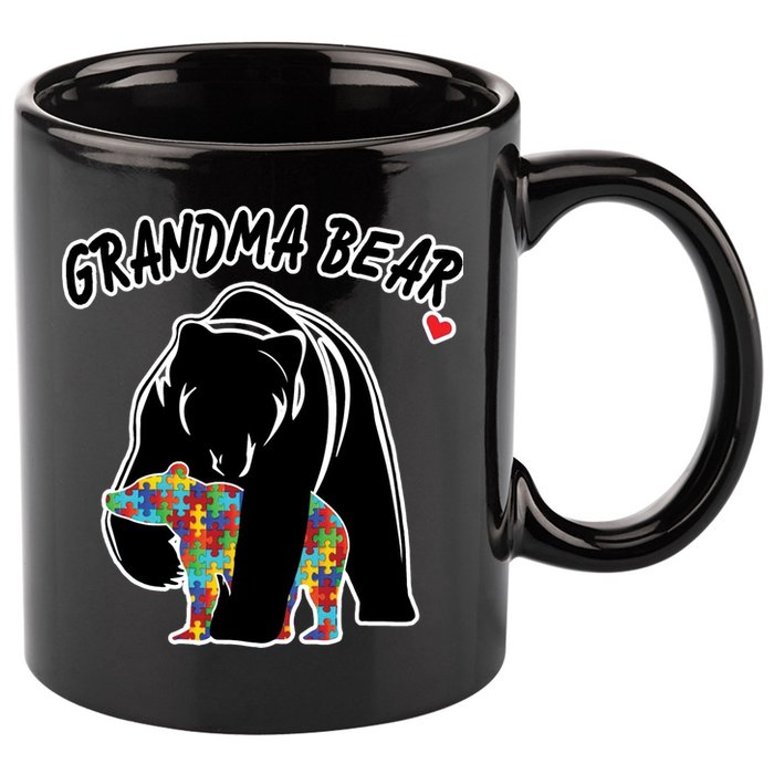 Autism Awareness Grandma Bear 11oz C Handle Ceramic Mug