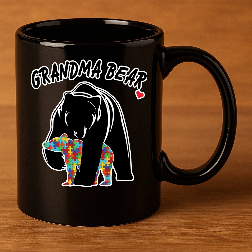 Autism Awareness Grandma Bear 11oz C Handle Ceramic Mug