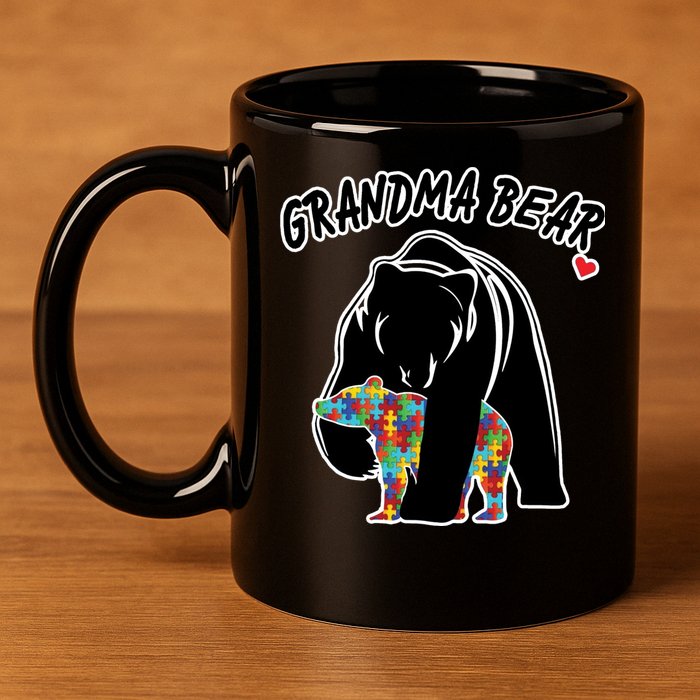 Autism Awareness Grandma Bear 11oz C Handle Ceramic Mug