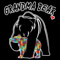 Autism Awareness Grandma Bear Flat Bill Trucker Hat