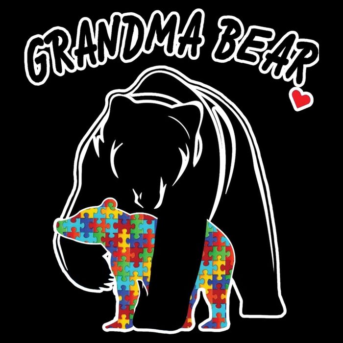 Autism Awareness Grandma Bear Flat Bill Trucker Hat