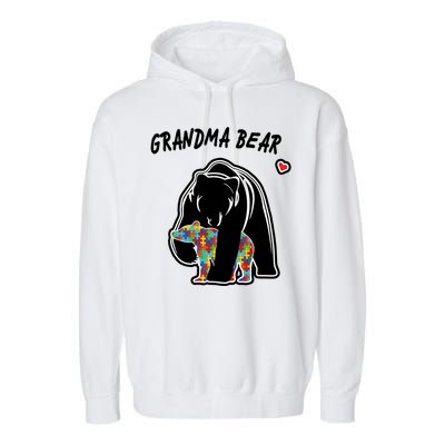 Autism Awareness Grandma Bear Garment-Dyed Fleece Hoodie