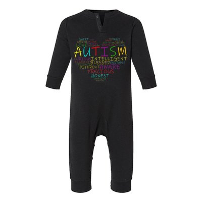 Autism Awareness Heart Words Of Love Infant Fleece One Piece