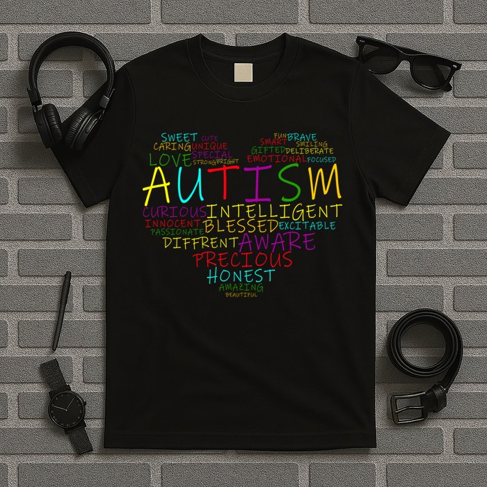Autism Awareness Heart Words Of Love T-Shirt