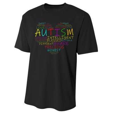 Autism Awareness Heart Words Of Love Performance Sprint T-Shirt