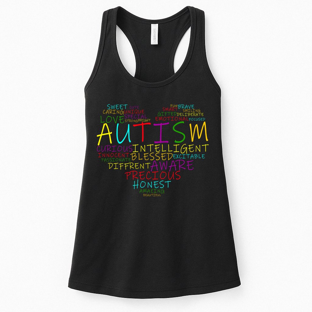 Autism Awareness Heart Words Of Love Womens Tank Top