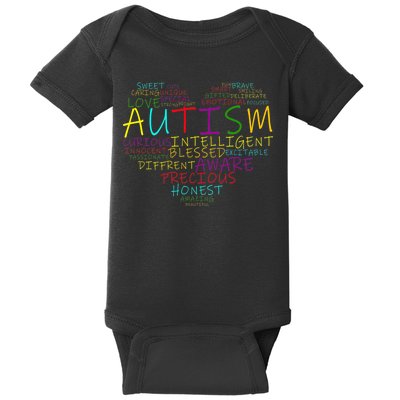 Autism Awareness Heart Words Of Love Baby Bodysuit