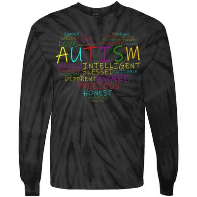 Autism Awareness Heart Words Of Love Tie-Dye Long Sleeve Shirt