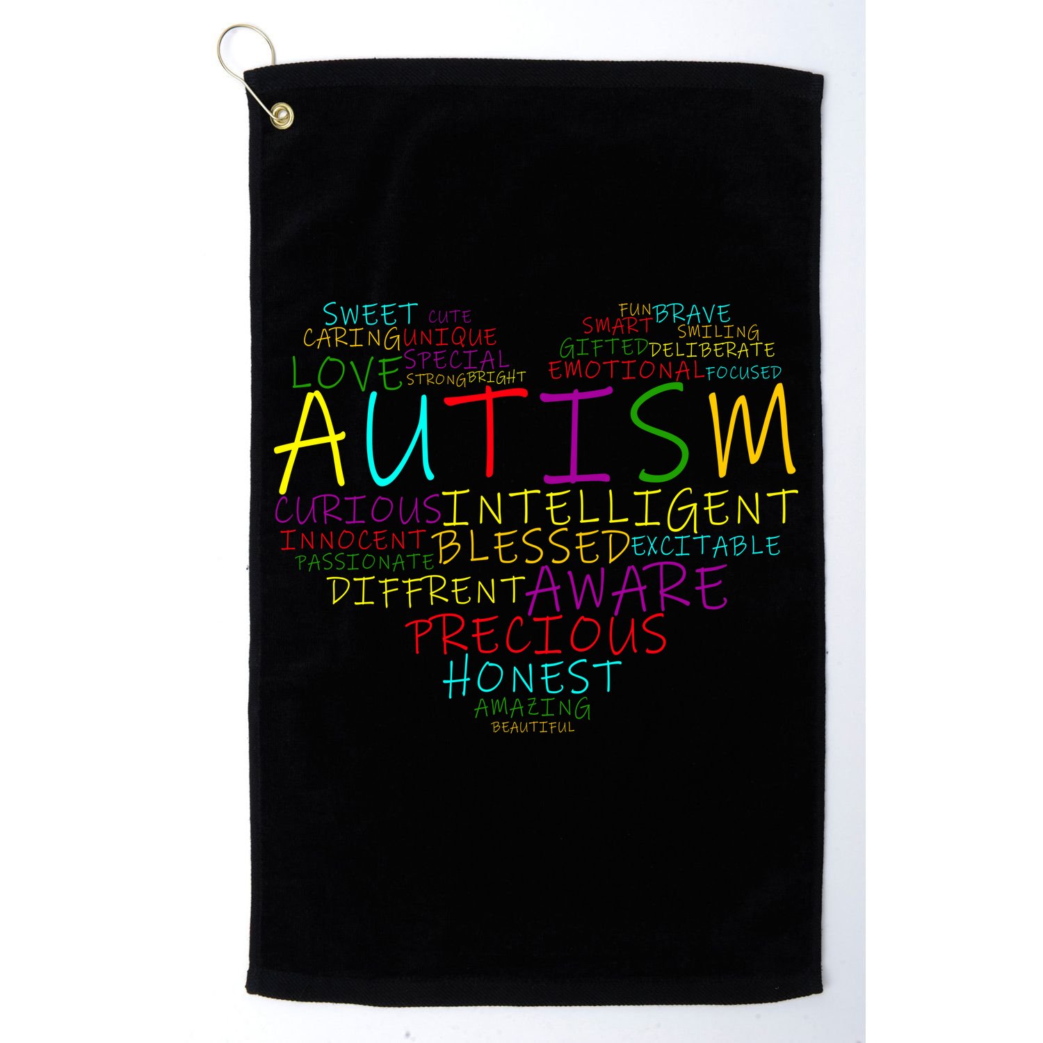 Autism Awareness Heart Words Of Love Golf Towel