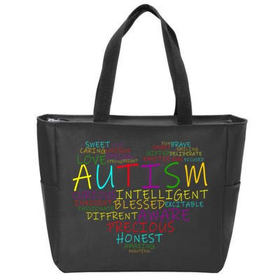Autism Awareness Heart Words Of Love Zip Tote Bag
