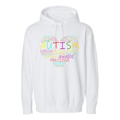 Autism Awareness Heart Words Of Love Garment-Dyed Fleece Hoodie