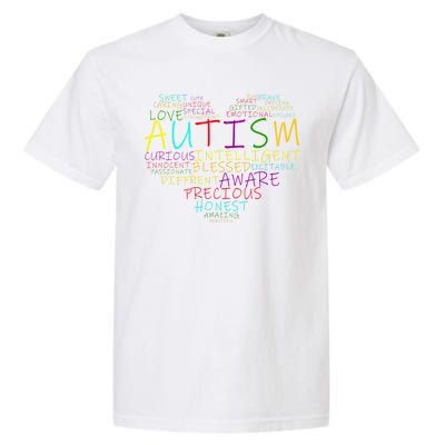 Autism Awareness Heart Words Of Love Garment-Dyed Heavyweight T-Shirt