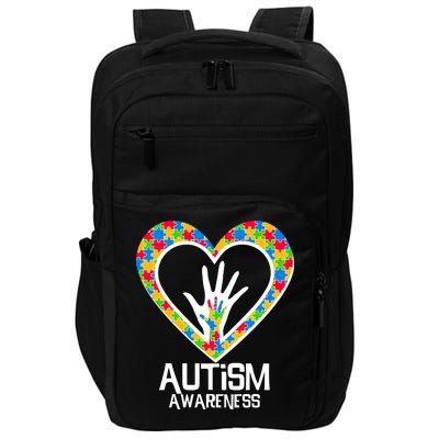 Autism Awareness Holding Hands Heart Puzzle Impact Tech Backpack