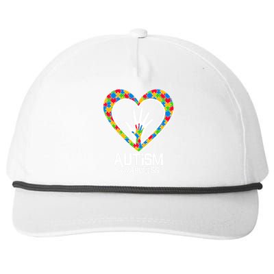 Autism Awareness Holding Hands Heart Puzzle Snapback Five-Panel Rope Hat