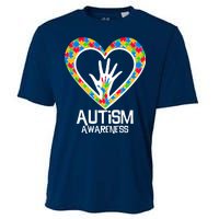 Autism Awareness Holding Hands Heart Puzzle Cooling Performance Crew T-Shirt