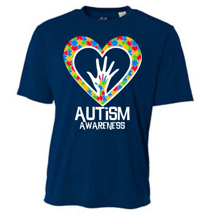 Autism Awareness Holding Hands Heart Puzzle Cooling Performance Crew T-Shirt