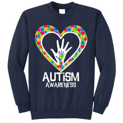 Autism Awareness Holding Hands Heart Puzzle Sweatshirt