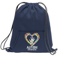 Autism Awareness Holding Hands Heart Puzzle Sweatshirt Cinch Pack Bag