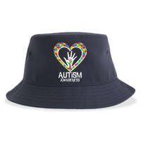 Autism Awareness Holding Hands Heart Puzzle Sustainable Bucket Hat