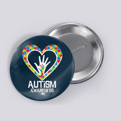 Autism Awareness Holding Hands Heart Puzzle Button