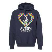 Autism Awareness Holding Hands Heart Puzzle Premium Hoodie