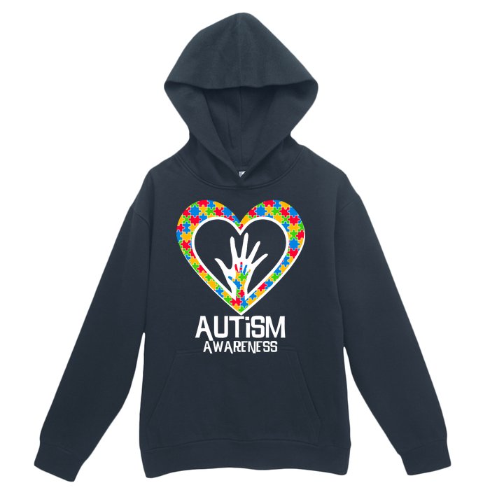 Autism Awareness Holding Hands Heart Puzzle Urban Pullover Hoodie