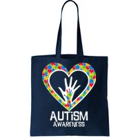 Autism Awareness Holding Hands Heart Puzzle Tote Bag