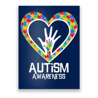 Autism Awareness Holding Hands Heart Puzzle Poster