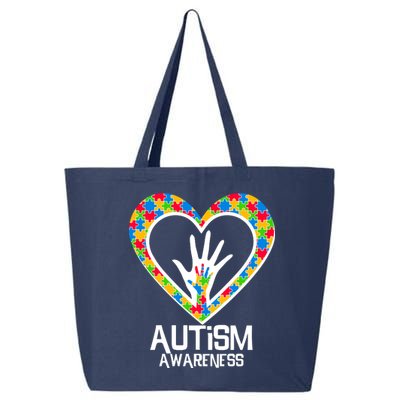 Autism Awareness Holding Hands Heart Puzzle 25L Jumbo Tote