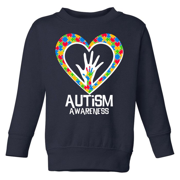 Autism Awareness Holding Hands Heart Puzzle Toddler Sweatshirt