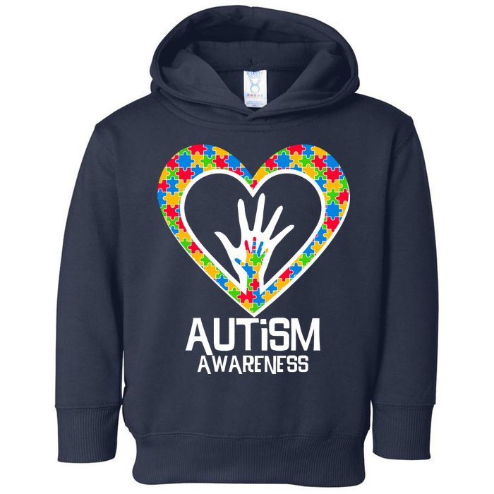 Autism Awareness Holding Hands Heart Puzzle Toddler Hoodie