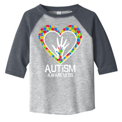 Autism Awareness Holding Hands Heart Puzzle Toddler Fine Jersey T-Shirt