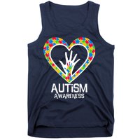 Autism Awareness Holding Hands Heart Puzzle Tank Top