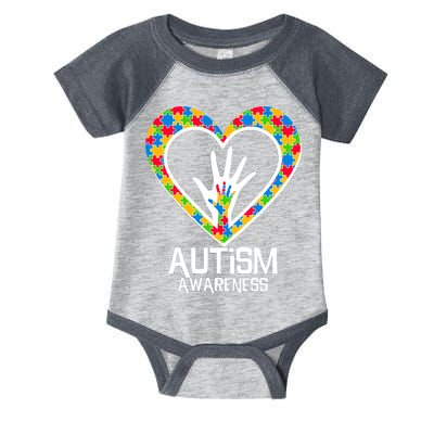 Autism Awareness Holding Hands Heart Puzzle Infant Baby Jersey Bodysuit