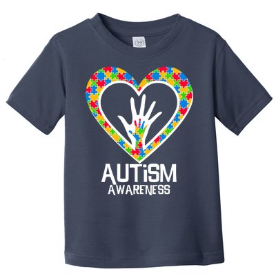 Autism Awareness Holding Hands Heart Puzzle Toddler T-Shirt