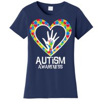 Autism Awareness Holding Hands Heart Puzzle Women's T-Shirt