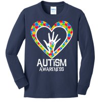 Autism Awareness Holding Hands Heart Puzzle Kids Long Sleeve Shirt