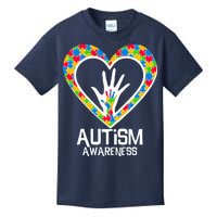 Autism Awareness Holding Hands Heart Puzzle Kids T-Shirt